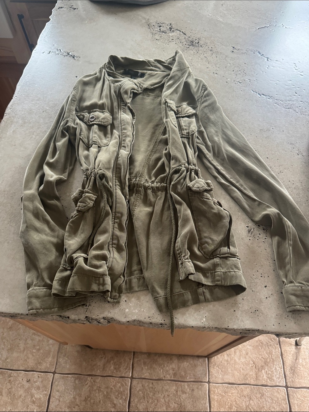 Black Label Olive Utility Drawstring Jacket
